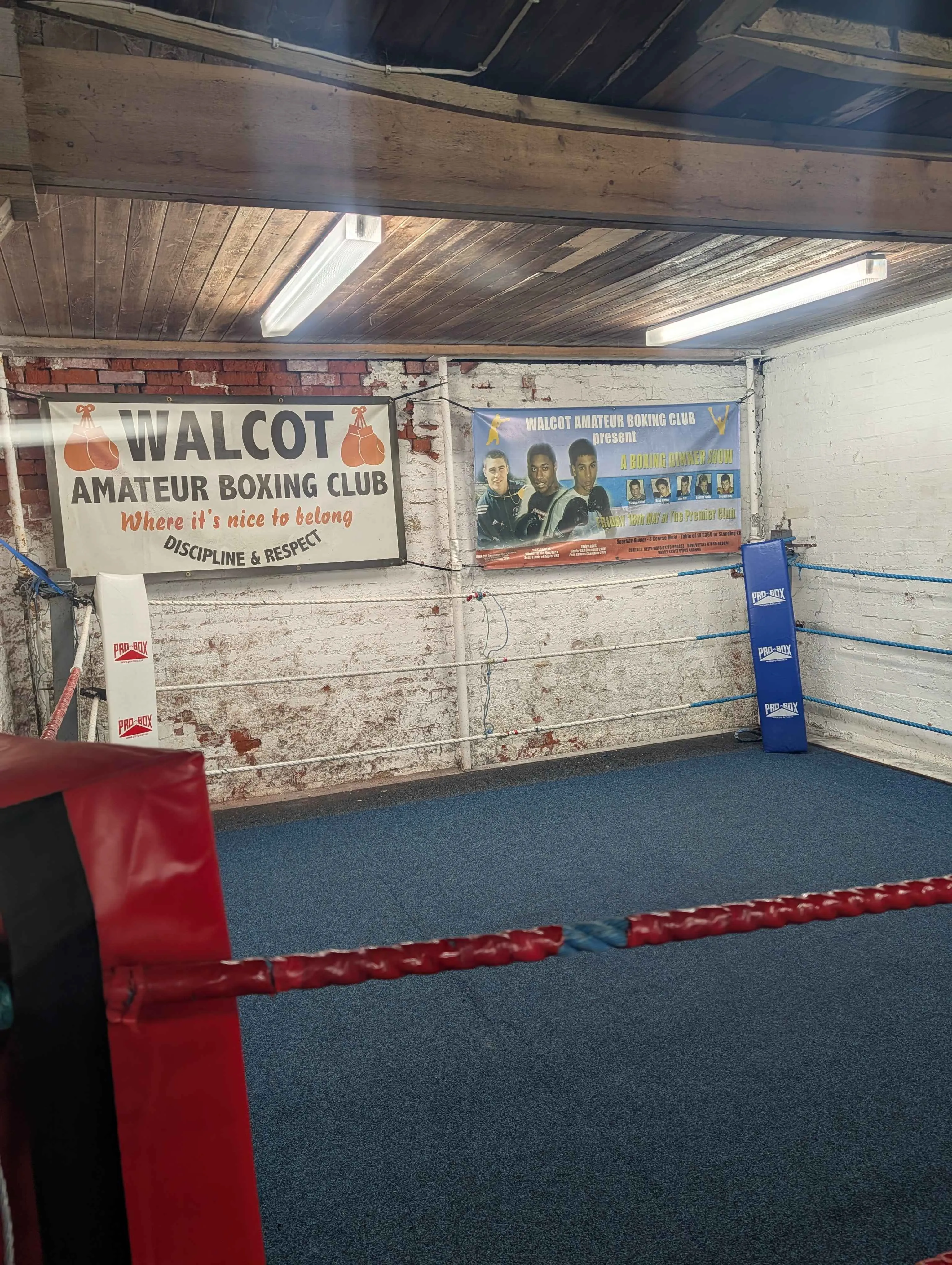 Boxing ring at Walcot Amateur Boxing Club